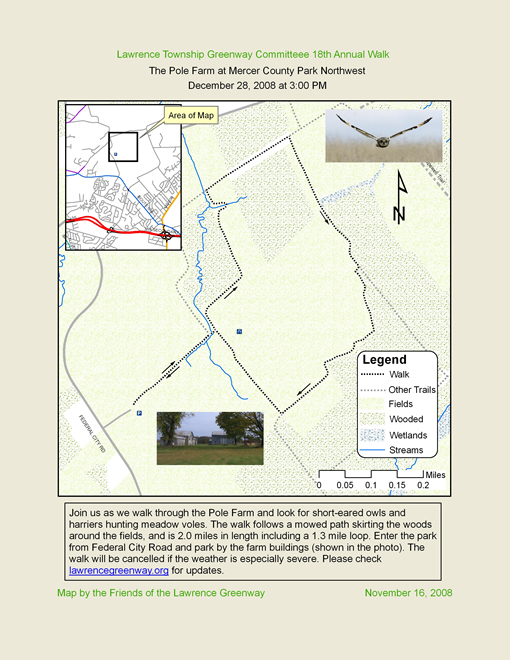 Map of 2008 Walk in Mercer County Park Northwest