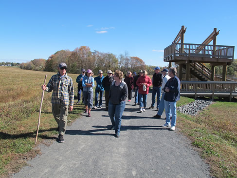 Hiking the north shore. Peter Woods leads the way past the observation platform